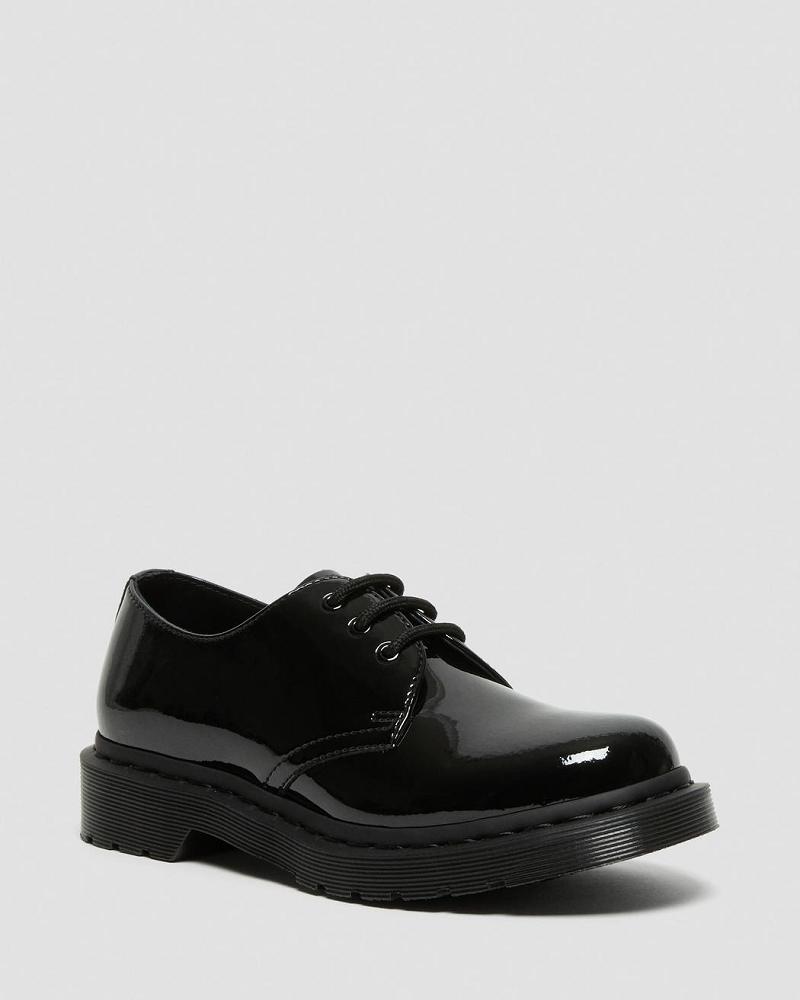 Black Women\'s Dr Martens 1461 Mono Patent Leather Oxfords Shoes | CA 358LIS